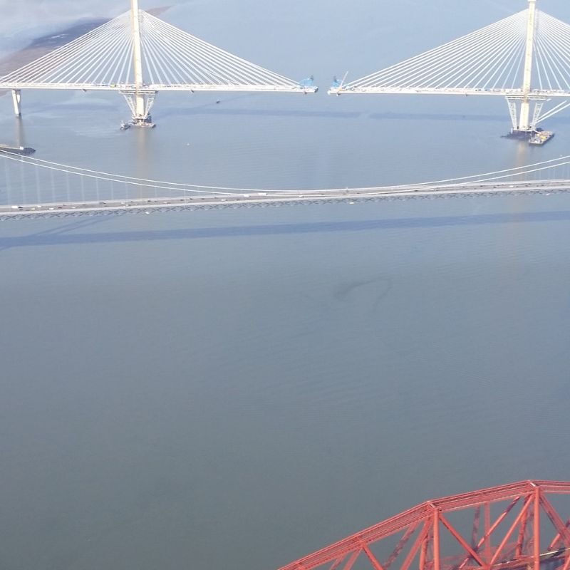 The Forth bridges from above.