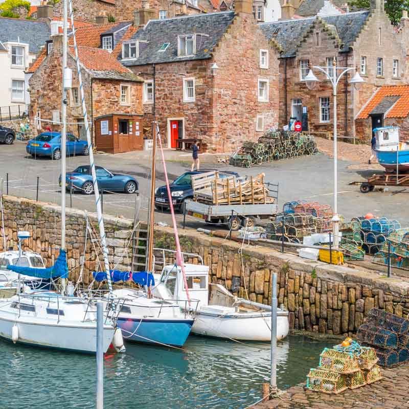 Crail Harbour in Fife on a sunny summer morning