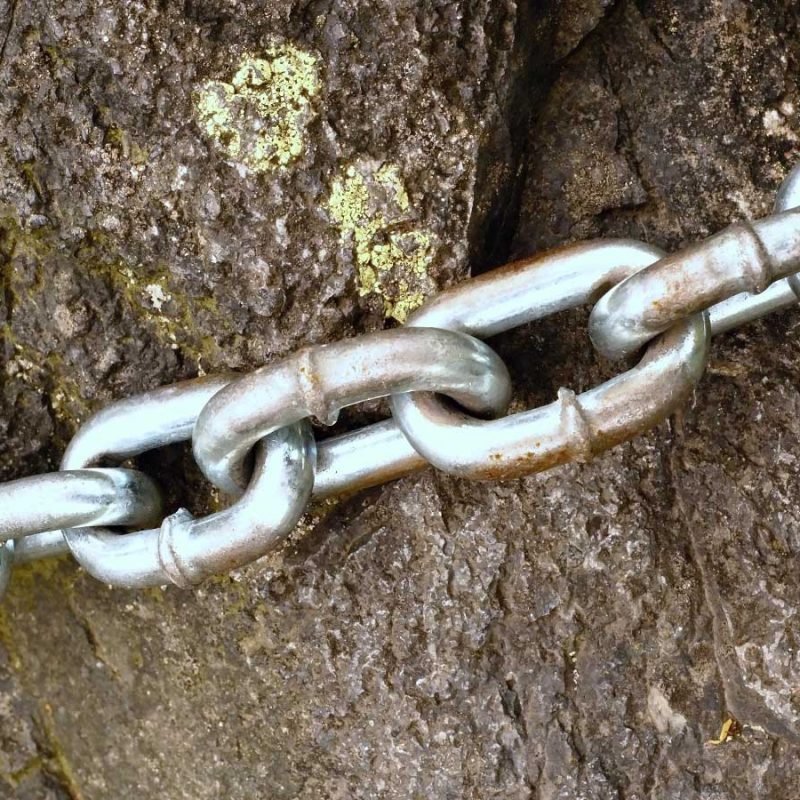 A chain attached to a rock