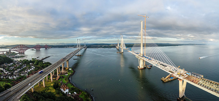 Forth rail bridge, Forth road bridge and new Queensferry bridge