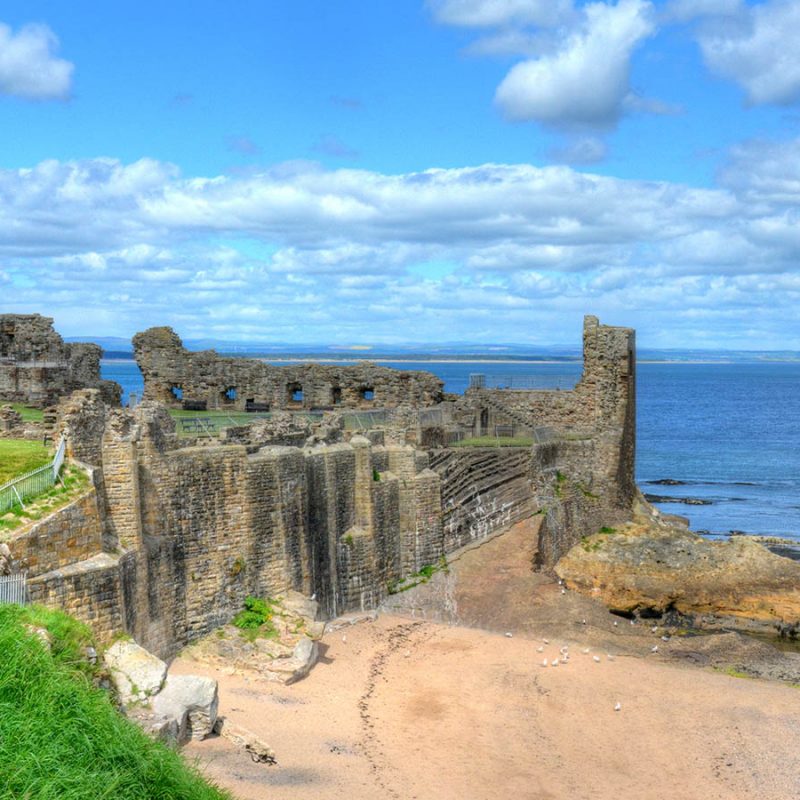 The ruins of St Andrews Castle in St Andrews Scotland