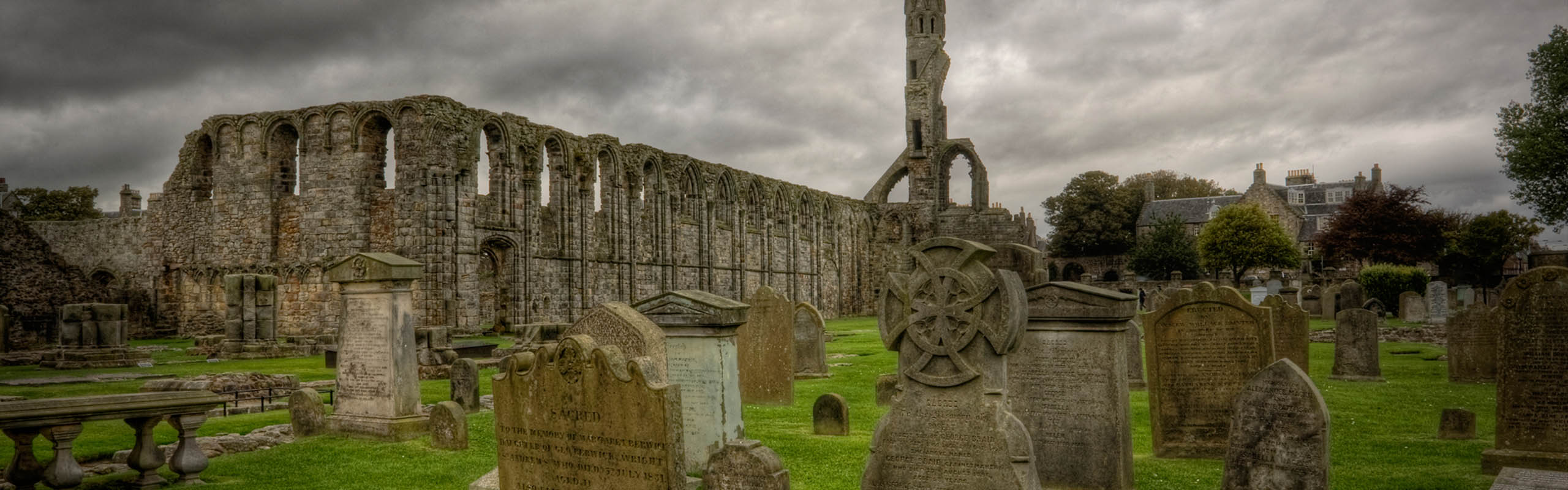 The graveyard and abbey in St Andrews Scotland