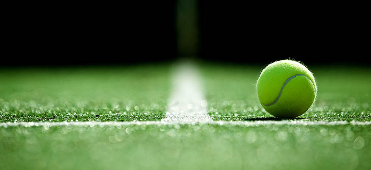 Tennis ball on a court