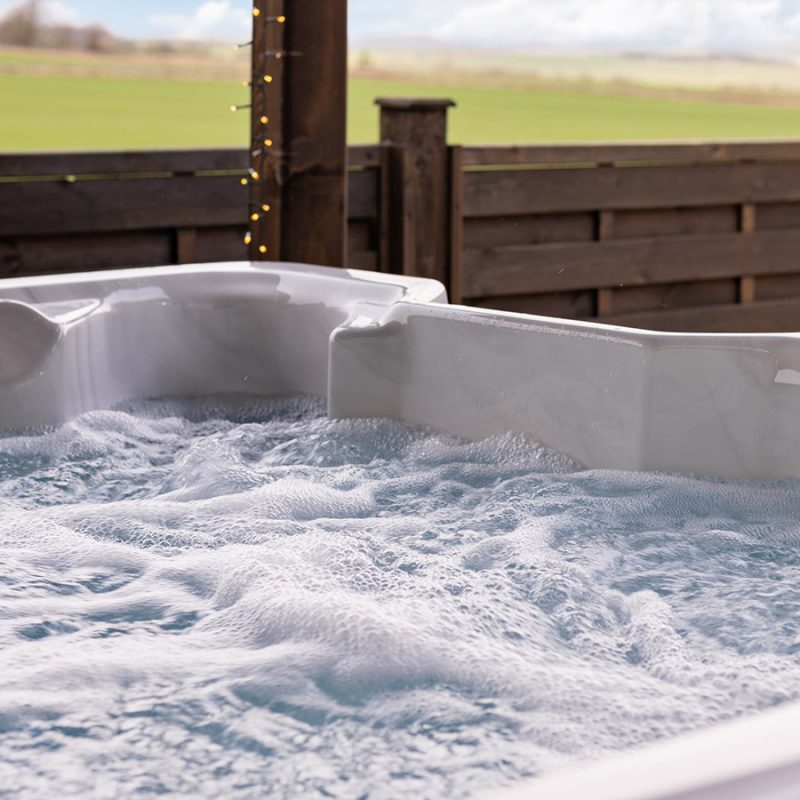 The hot tub at Lodge 3 at Elderburn Luxury Lodges