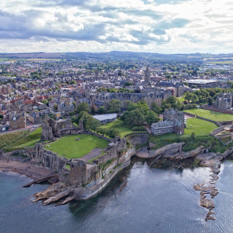 Aerial view of the Scottish town of St Andrews