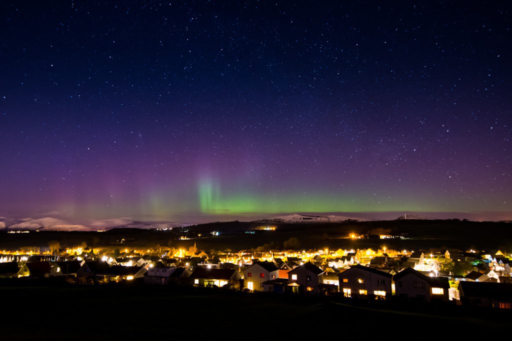Northern lights in the sky over Fife Scotland