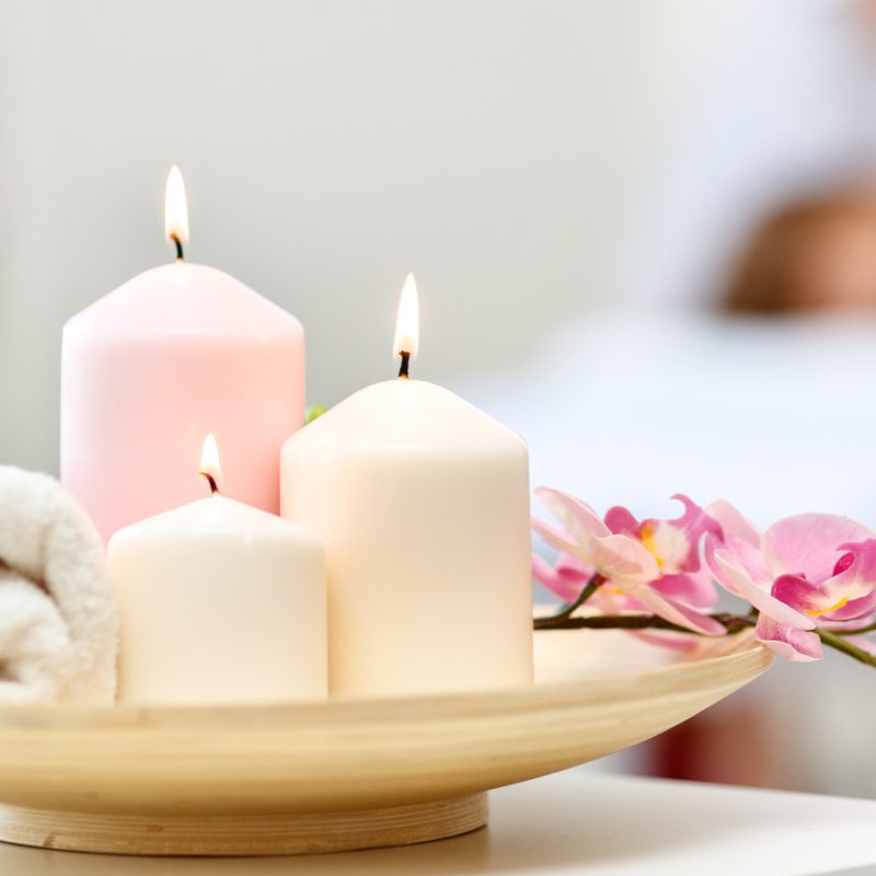 Spa candles and flowers
