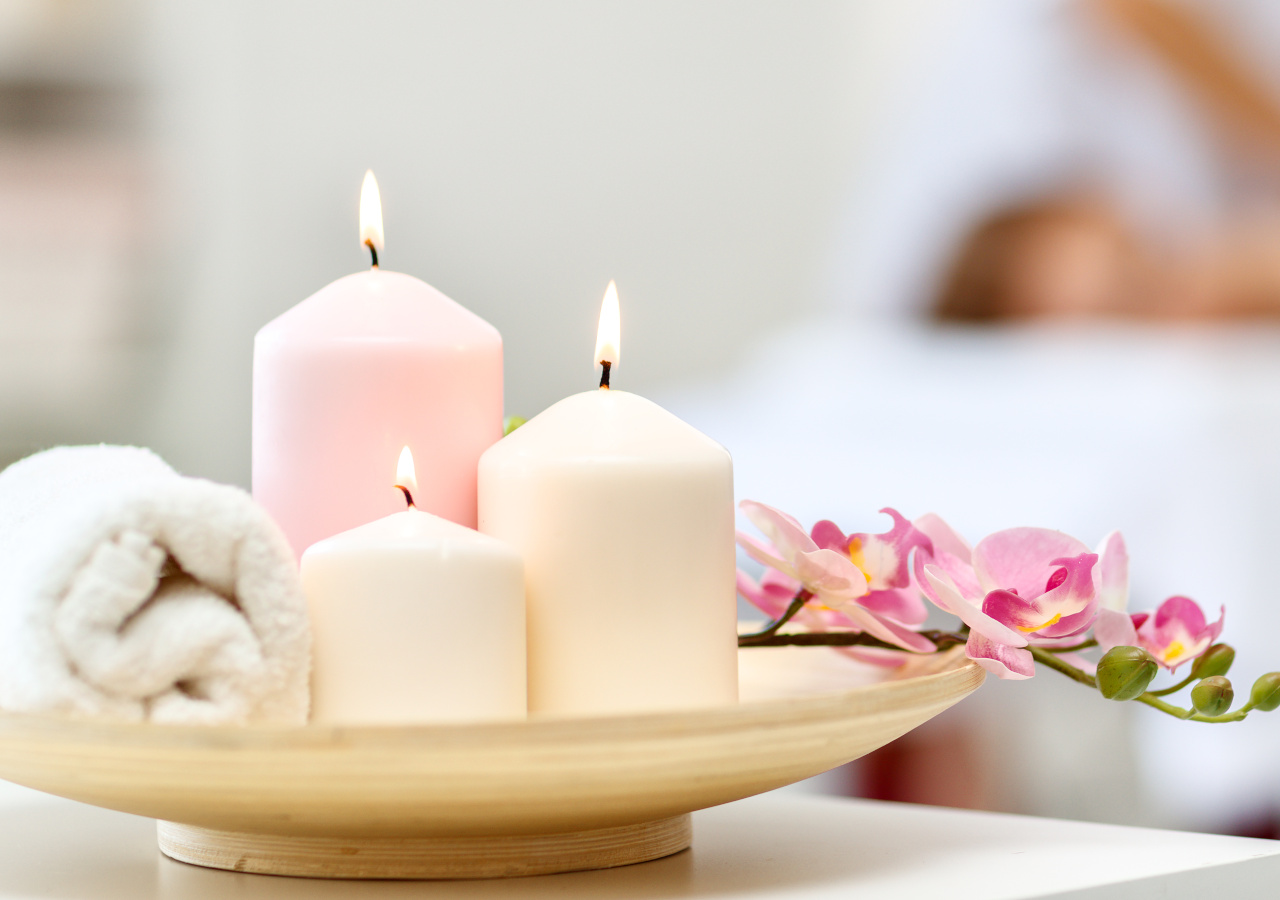 Spa candles and flowers