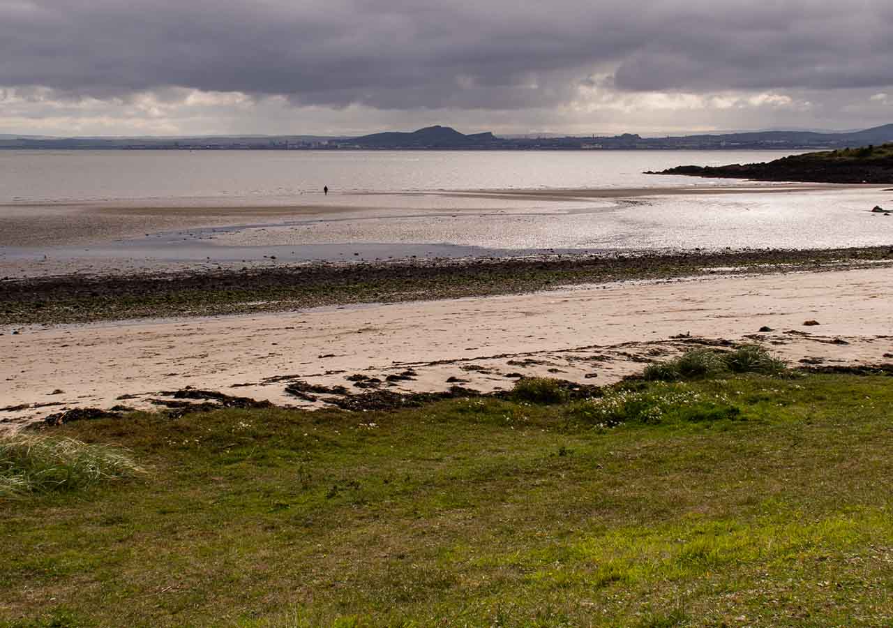 The sandy beach and water near Aberdour.